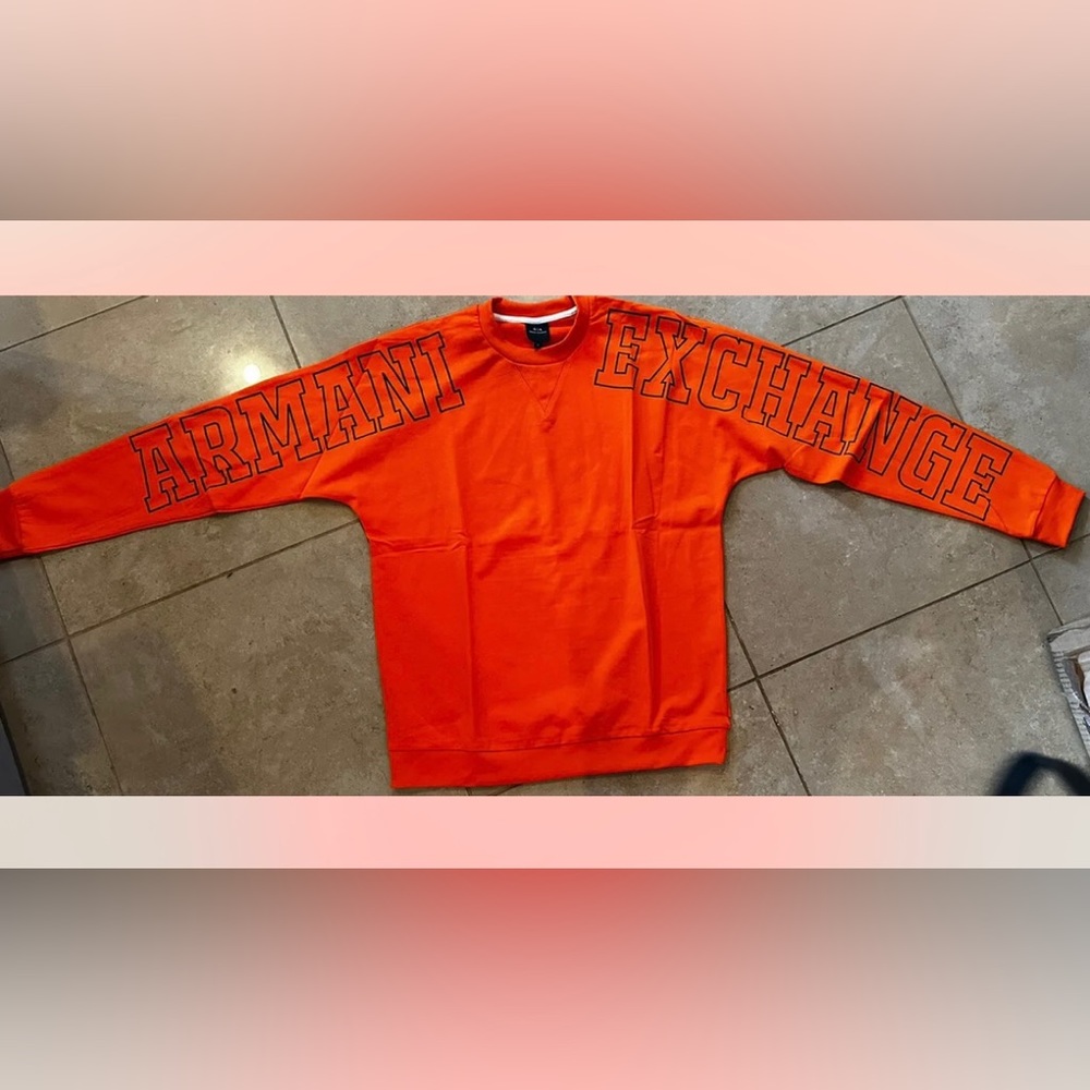 Rare!! Armani exchange sweatshirt, orange size medium MSRP $250 new in bag!